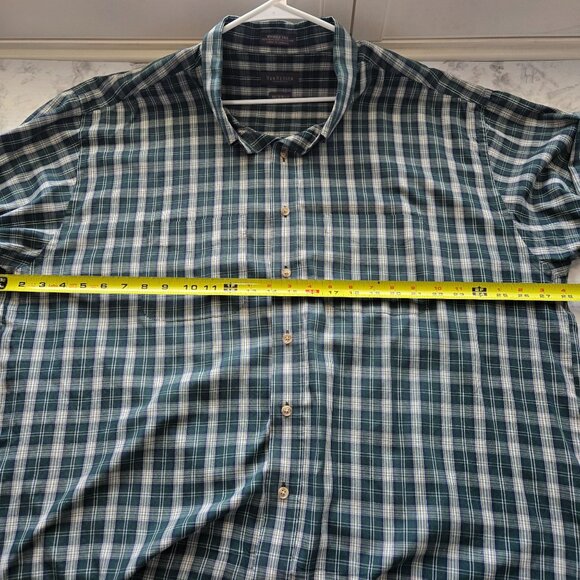 Van Heusen Men's Wrinkle-Free Green Plaid Button-Up Short Sleeve Shirt XXL - Picture 5 of 6
